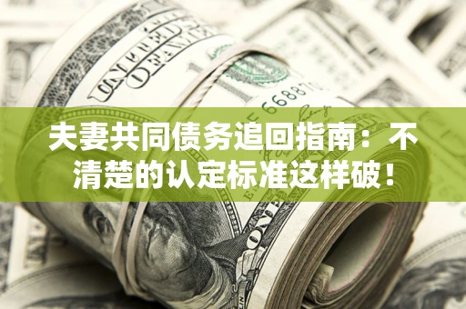 武汉夫妻共同债务追回指南：不清楚的认定标准这样破！